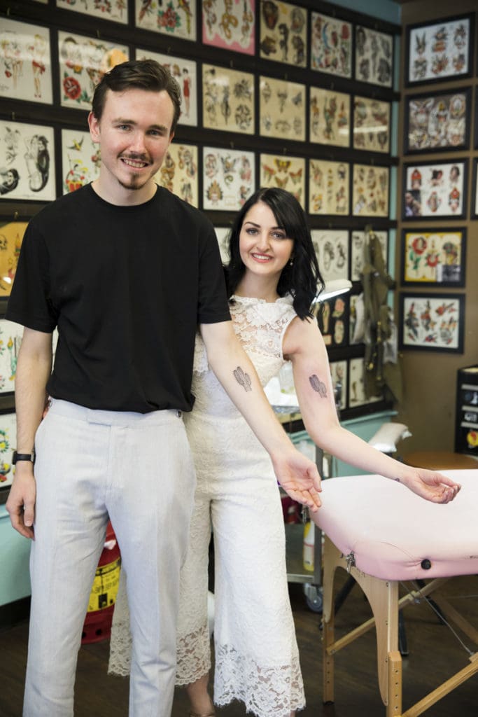 Matching cactus tattoos for wedding